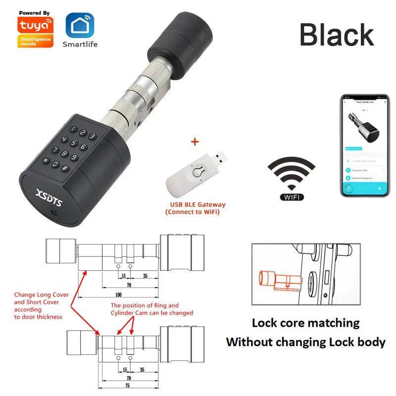 Fingerprint Cylinder Lock Smart Door Lock, App, Card, Code, Key - P12 Hub Europe