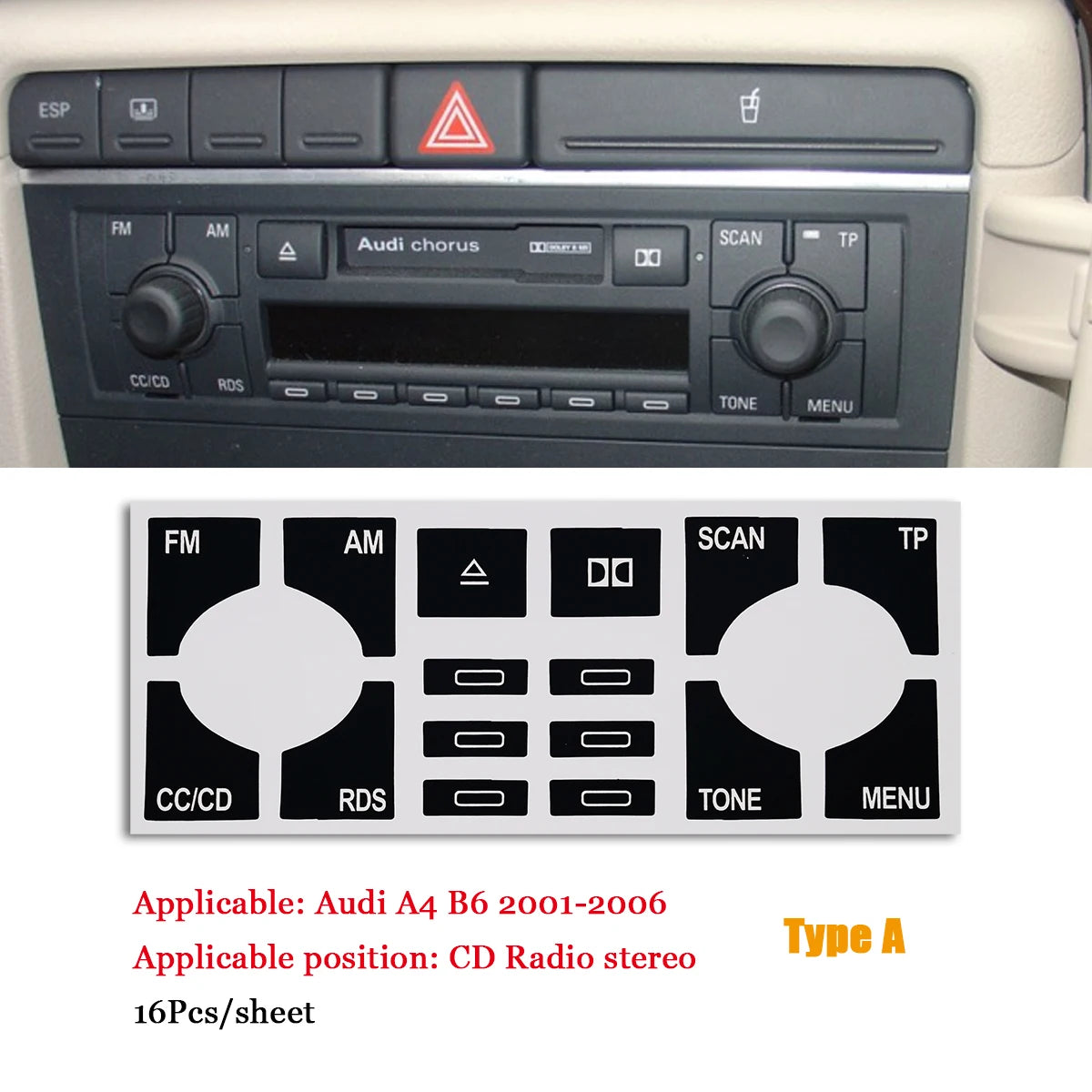 For Audi A4 B6 B7 Repair Sticker 2000 To 2008 Power Window Switch Button Repair Kit For Dashboard Panel ESP Alarm Climate Button