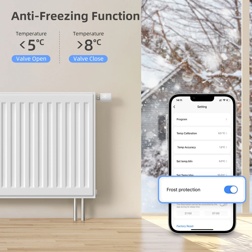 AVATTO Tuya 1-6PCS Wifi TRV Radiator Actuator Valve Thermostatic Radiator Valve Temperature Controller Support Alexa Google Home