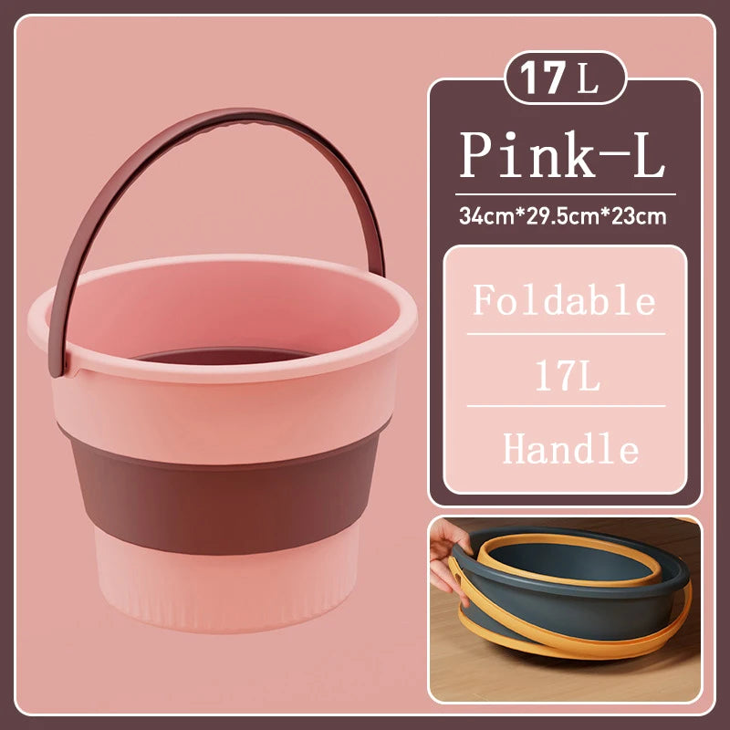 Portable Foldable Bucket Basin 5/10/17L Silicone Bucket Camping Laundry Basket Car Wash Fishing Bathroom Tool Household Supplies