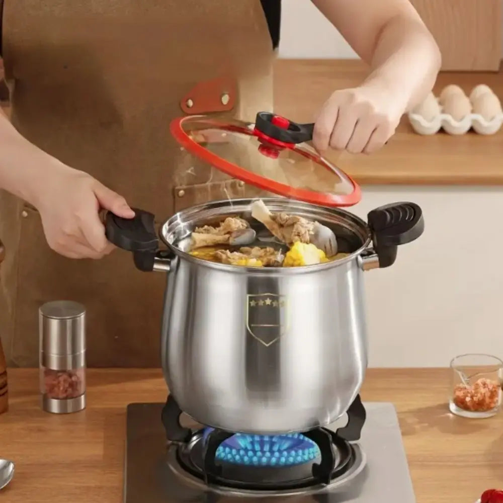 Durable 304 Stainless Steel Micro-Pressure Cooker 8 L Large Capacity Soup Pot Non-Stick Anti-scalding Stockpot Soup
