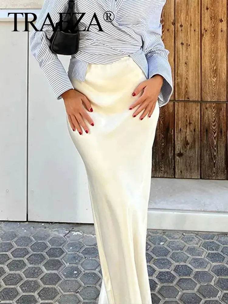 Women's Y2K Satin Midi Skirt - P12 Hub Europe