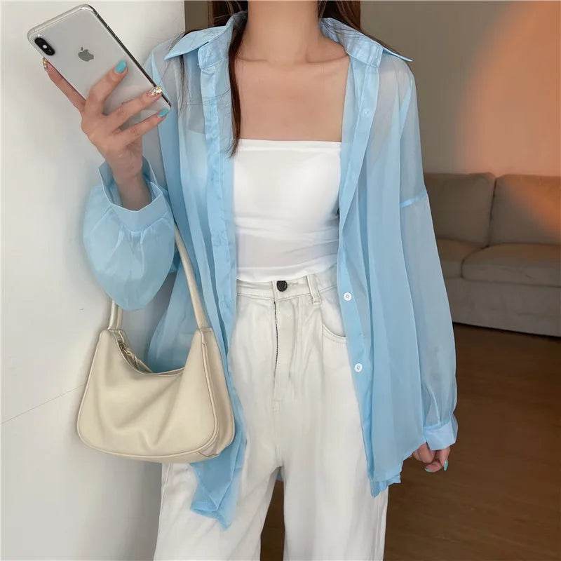 Semi Sheer Button Down Shirt - P12 Hub Europe