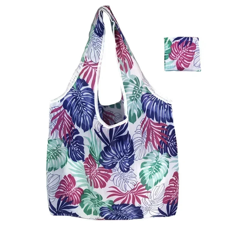 Fashion Printing Foldable Eco-Friendly Shopping Bag Tote Folding Pouch Handbags Reusable Large-capacity for Travel Grocery Bag