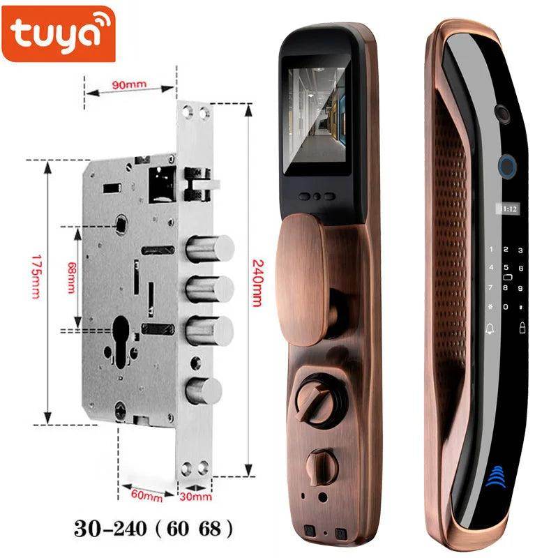 Door Lock with Camera App, Card, Code, 40-90cm - P12 Hub Europe