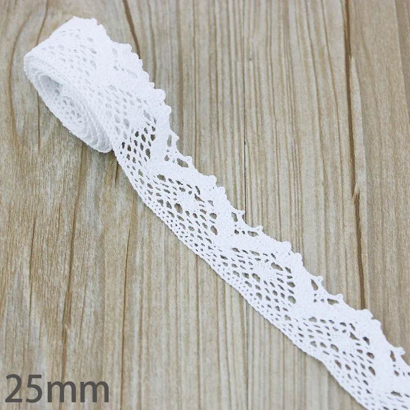 (5Meter/roll) White Beige Cotton Embroidered Lace Net Ribbons Fabric Trim DIY Sewing Handmade Craft Materials - P12 Hub Europe
