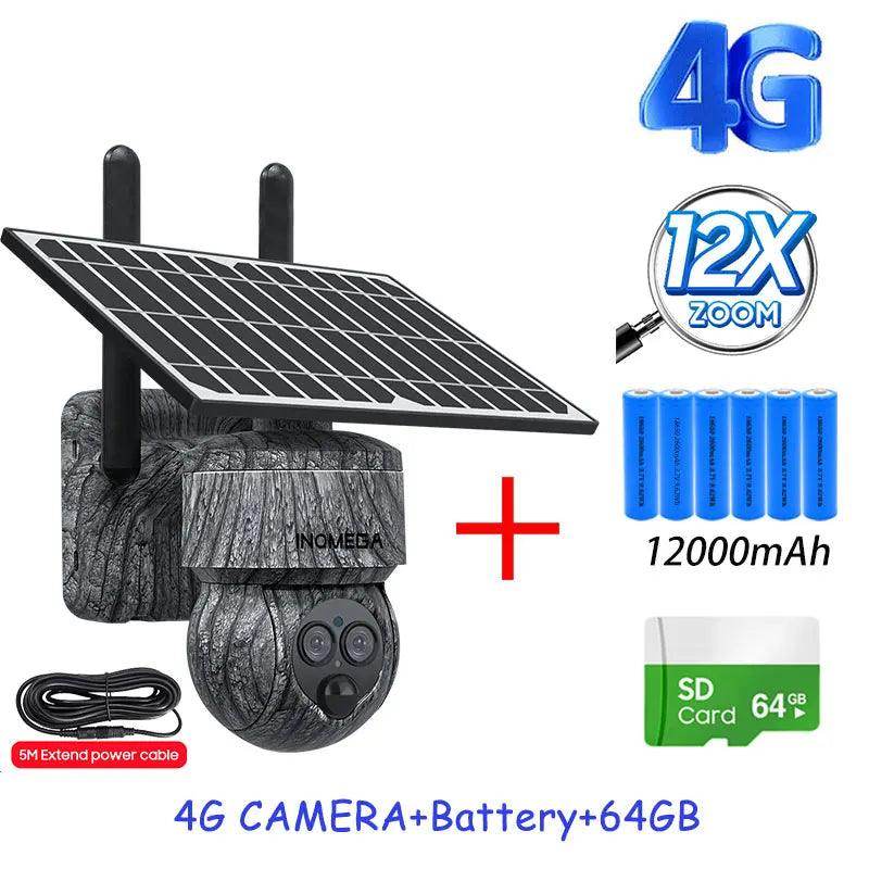 Solar Camera 4G/WiFi 8MP, Human Detect, Outdoor CCTV - P12 Hub Europe