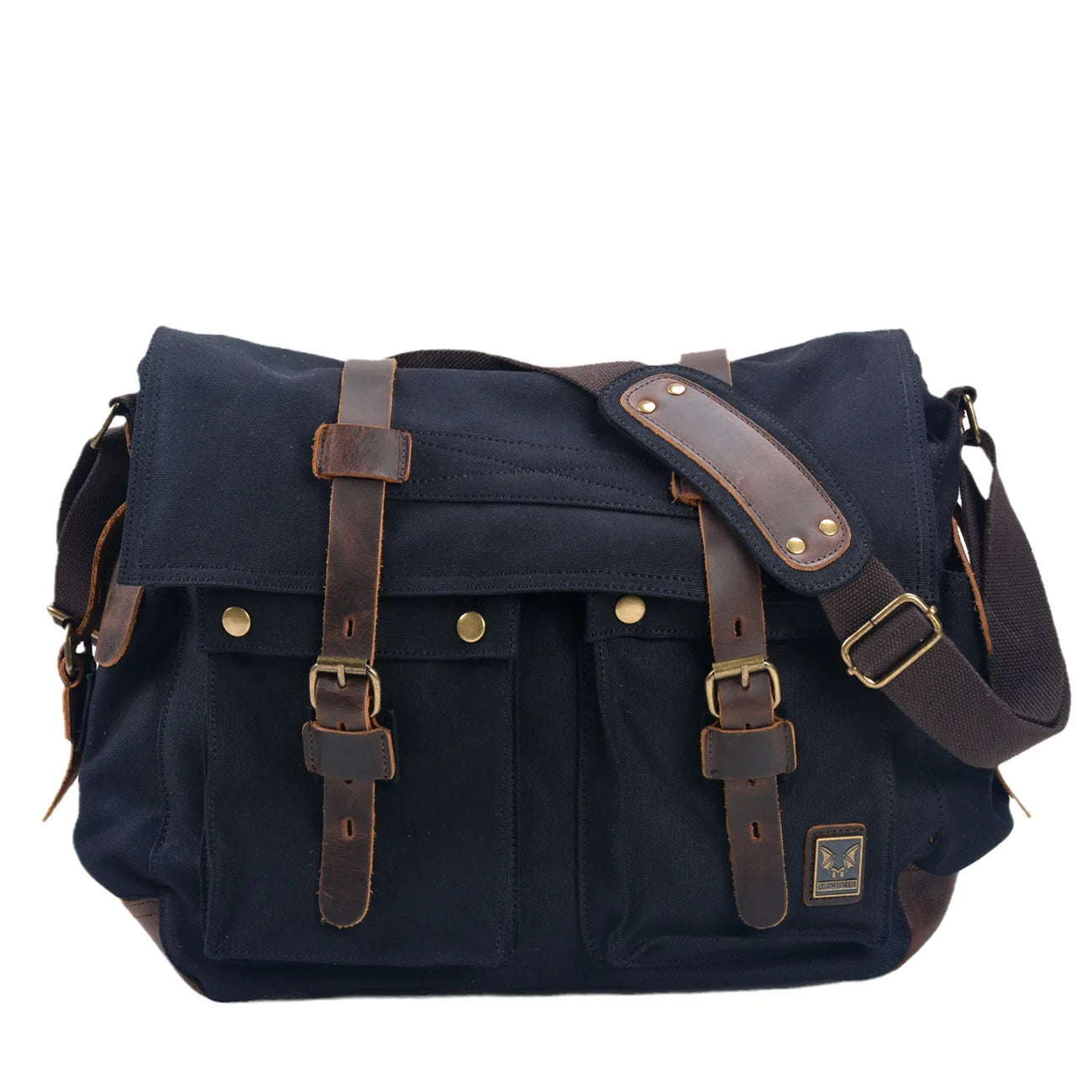 MUCHUAN Canvas Leather Men Messenger Bags Big Satchel Shoulder Bags Male Laptop Briefcase Travel Handbag