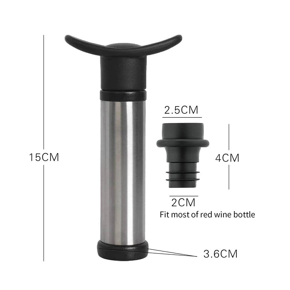 WOTOR Advanced Wine Stoppers Stainless Steel Manual Vacuum Pump Wine Saver Reusable Wine Bottle Stopper Sealer Keep Wine Fresh - P12 Hub Europe