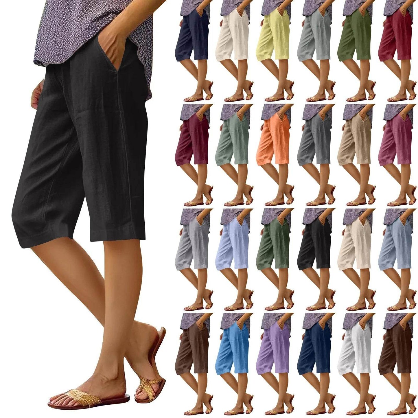 High Waist Solid Workout Capris - P12 Hub Europe