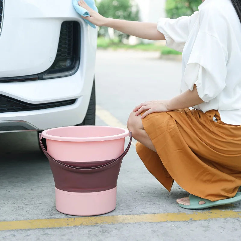 Portable Foldable Bucket Basin 5/10/17L Silicone Bucket Camping Laundry Basket Car Wash Fishing Bathroom Tool Household Supplies