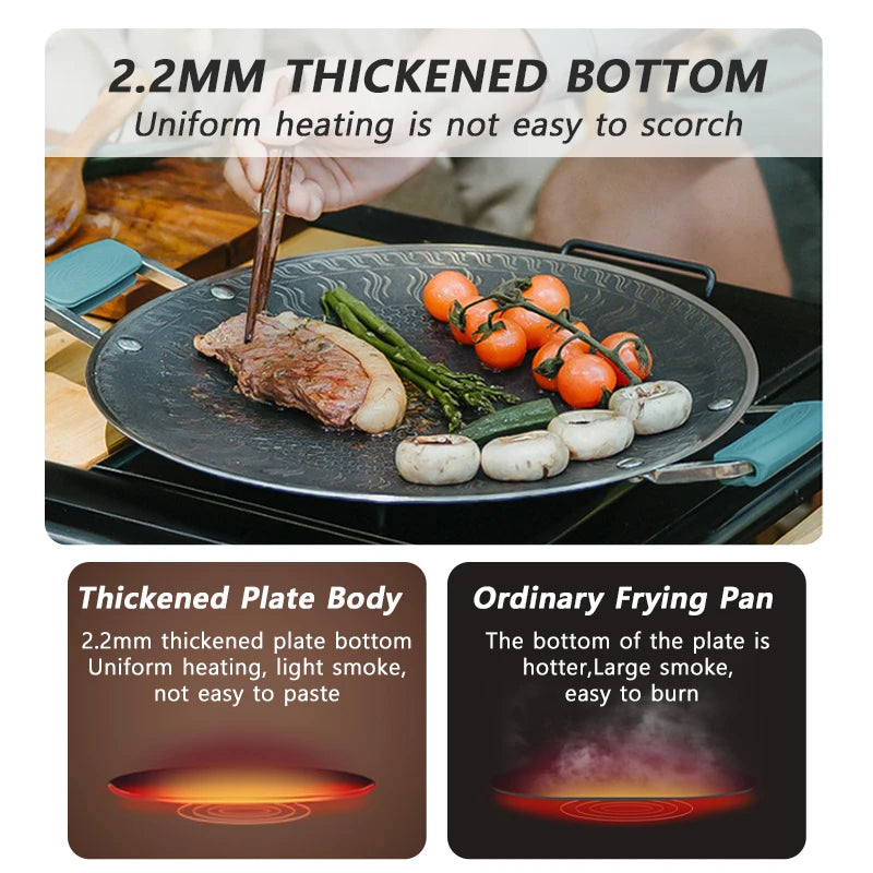 Naturehike BBQ Cooking Grill Pan Camping Picnic Non Stick Round Griddle Pan Folding Frying Pan Outdoor Dinner Barbecue Plate