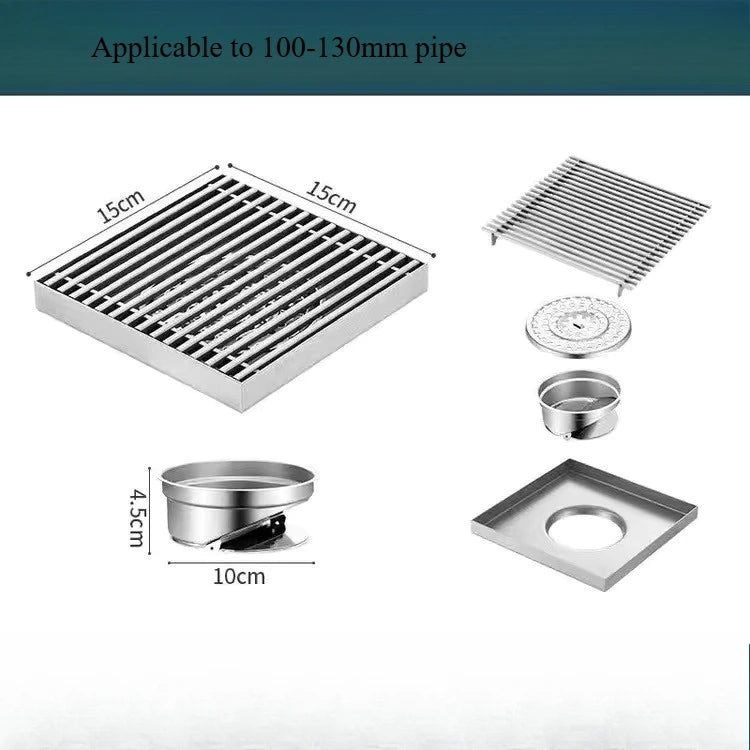 Thickened 304 Stainless Steel Large Floor Drain Outdoor Courtyard Garden Open-air Balcony Outdoor Large Bamboo Raft Floor Drain