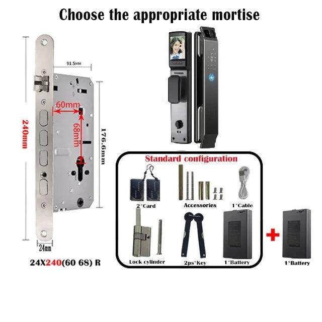 3D Face Recognition Door Lock | Video, Tuya/Wishome App, IP66, NFC - P12 Hub Europe
