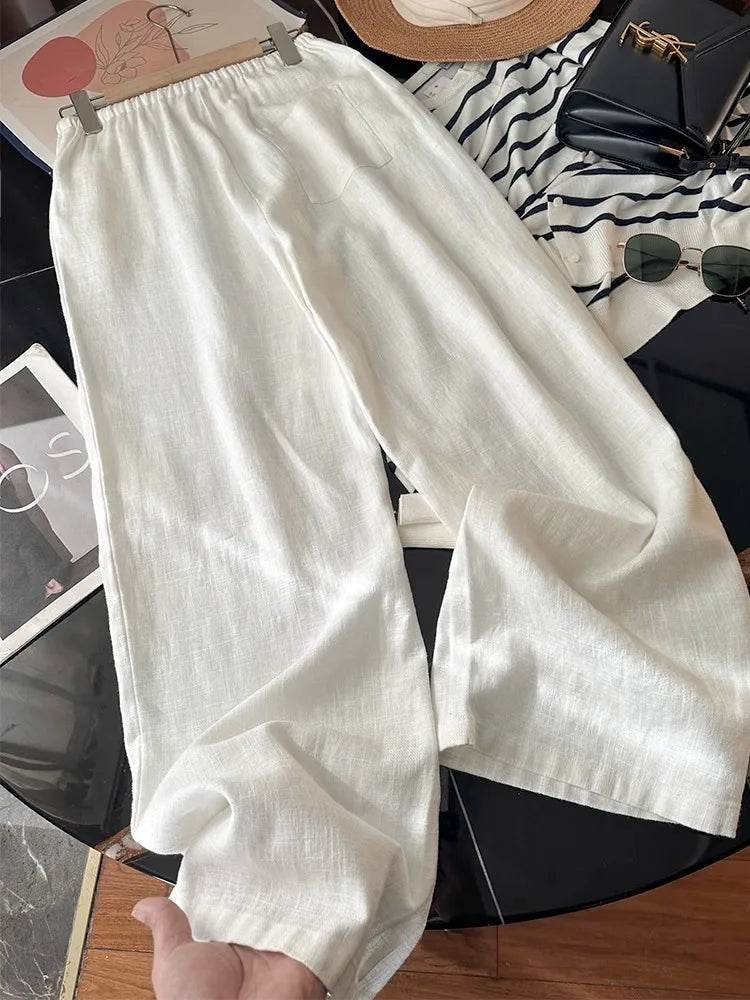 Women's Washed Linen Wide Pants - P12 Hub Europe