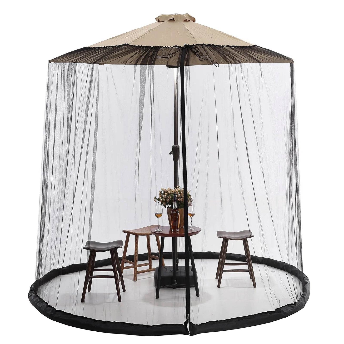 Parasols Net Adjustable Mosquito Net Cover Screen for Garden Umbrella Parasol Patio Table Bug Netting Cover with 2 Zipper Doors - P12 Hub Europe