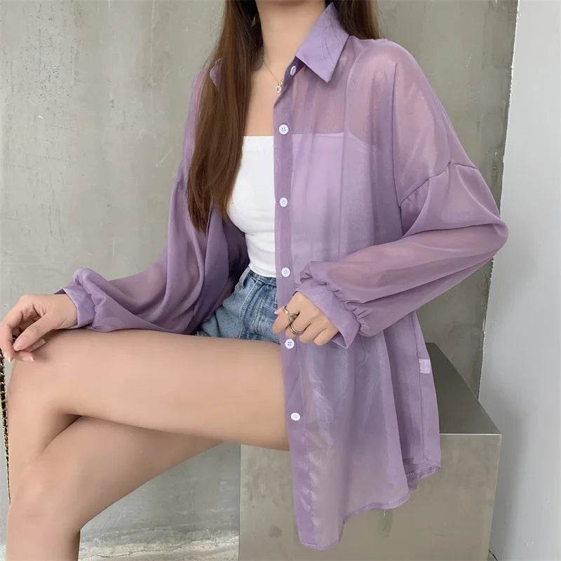 Semi Sheer Button Down Shirt - P12 Hub Europe