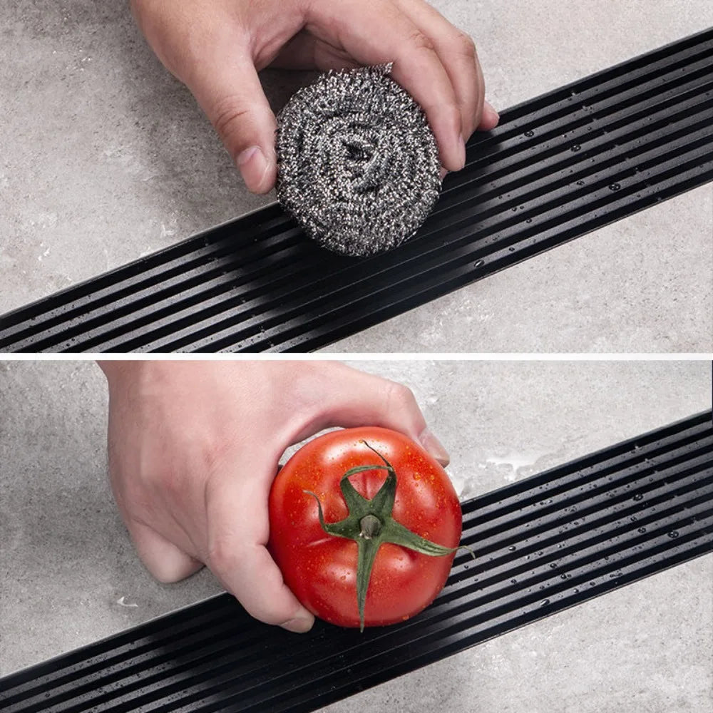 Long black floor drain stainless steel extended floor drain shower room outdoor large displacement drainage long