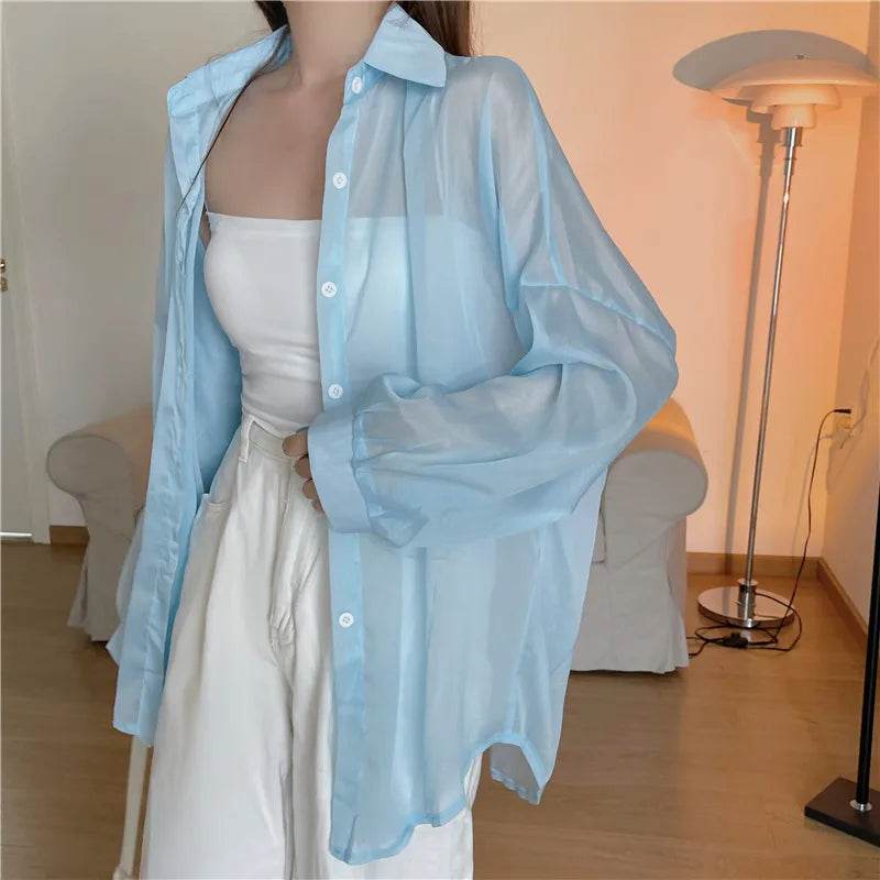 Semi Sheer Button Down Shirt - P12 Hub Europe