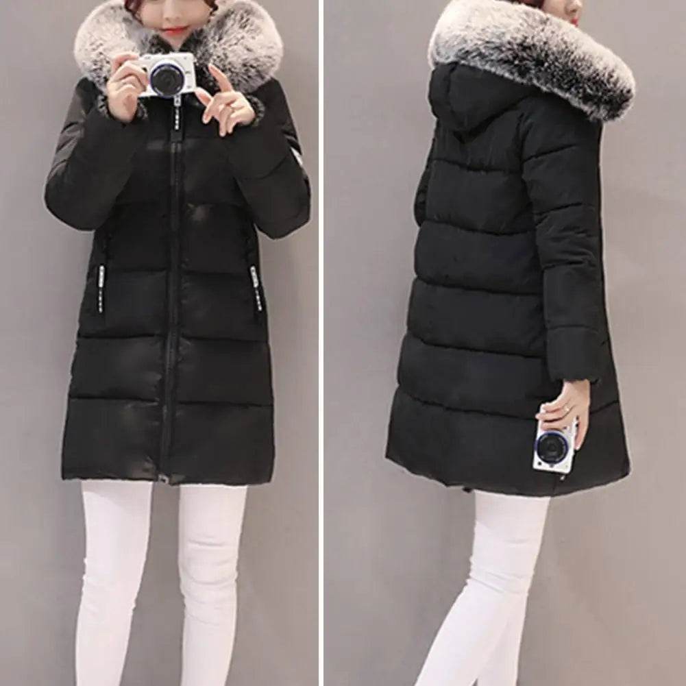 Women's Long Fur Collar Parka - P12 Hub Europe