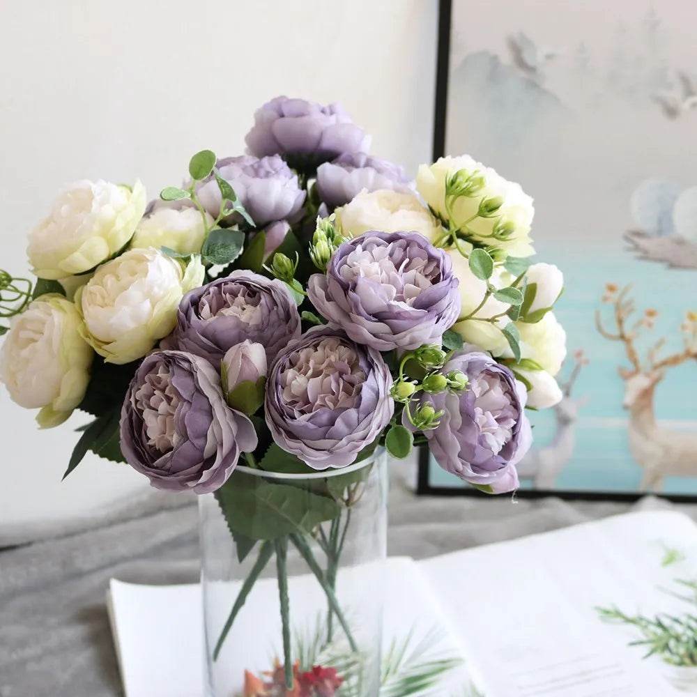 30CM Fake Roses Silk Peony Artificial Flowers Cheap New Year's Christmas Decorations Vase for Home Wedding Bridal Bouquet Indoor - P12 Hub Europe