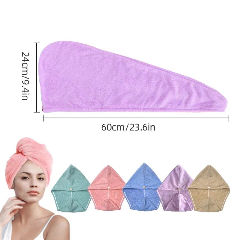 Microfiber Hair Towel Wrap for Women, Shower Spa Head Wrap Hair Drying Hat Turban Microfiber Terry Dry Absorbent Quick Dry Hair - P12 Hub Europe