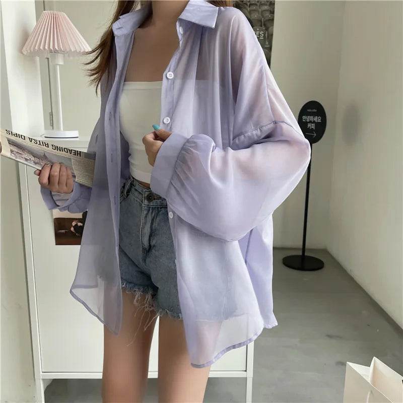 Semi Sheer Button Down Shirt - P12 Hub Europe