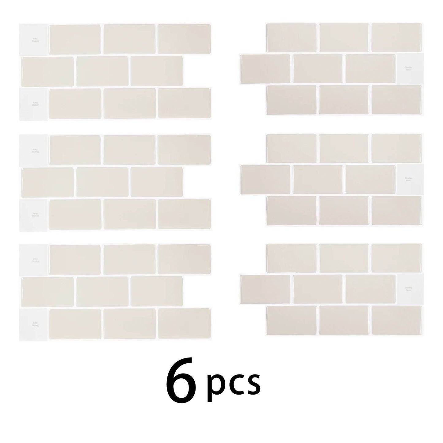 6 PCS 30.5x15.3cm 3D Self-adhesive Kitchen Waterproof Stickers Indoor Wall Renovation Sticker - P12 Hub Europe