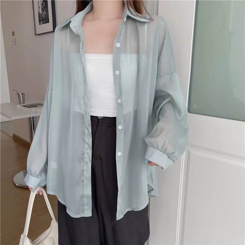 Semi Sheer Button Down Shirt - P12 Hub Europe