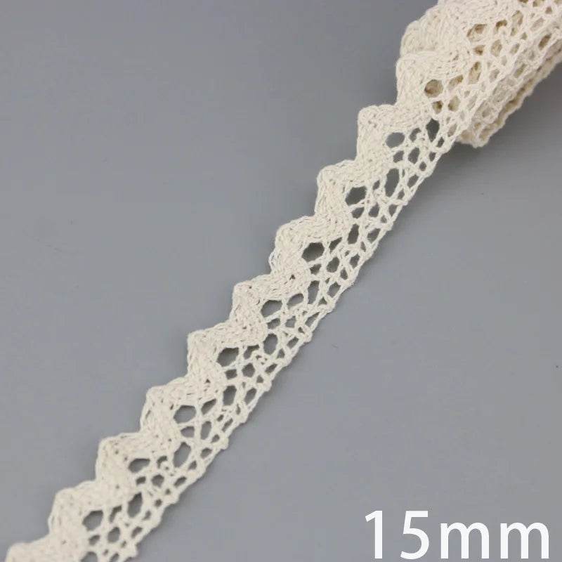(5Meter/roll) White Beige Cotton Embroidered Lace Net Ribbons Fabric Trim DIY Sewing Handmade Craft Materials - P12 Hub Europe