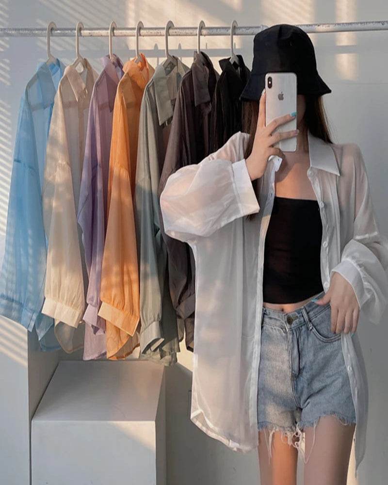 Semi Sheer Button Down Shirt - P12 Hub Europe