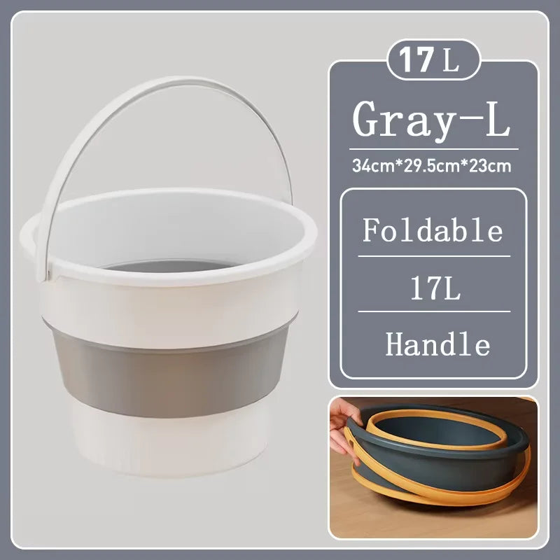 Portable Foldable Bucket Basin 5/10/17L Silicone Bucket Camping Laundry Basket Car Wash Fishing Bathroom Tool Household Supplies