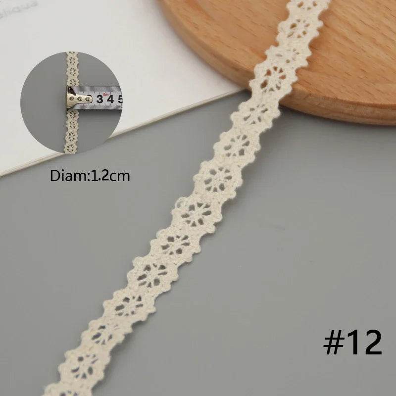 5M Cotton Lace Trim Sewing Crochet Lace Ribbon Beige Trim Lace Ribbon DIY Wedding Party Christmas Gift Decor Sewing Craft Supply - P12 Hub Europe