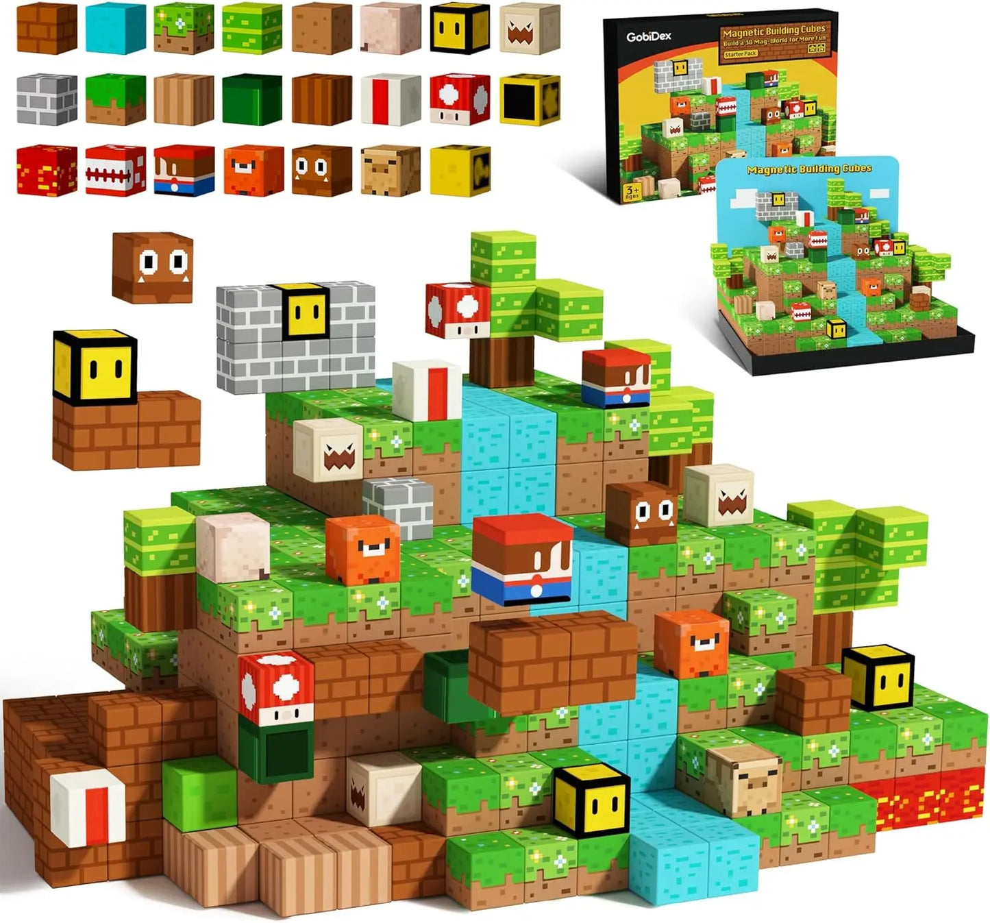 Magnetic Building Block Magnet Cube Mine World Set for Boy Girl Kid Age 3+ DIY Model Children STEM Sensory Toy Christmas Gift