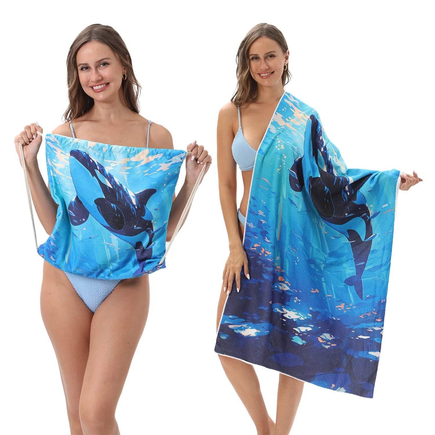 2-in-1 Foldable Beach Towel Sports Cooling Travel Towel Quick Drying Large Absorbent Bath Beach Jewelry for Picnic Sunbath Surf - P12 Hub Europe