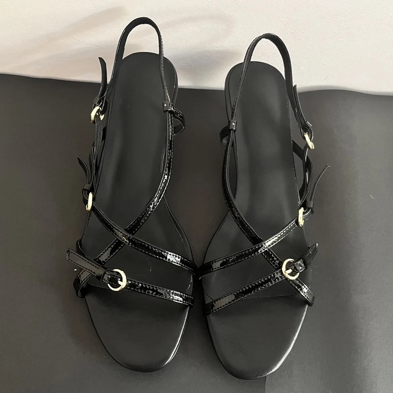 JOZHAMTA x irilook Size 34-43 Women Real Leather Sandals For Women High Heels Shoes Sexy Pointy 2025 Summer Party Wedding Shoes