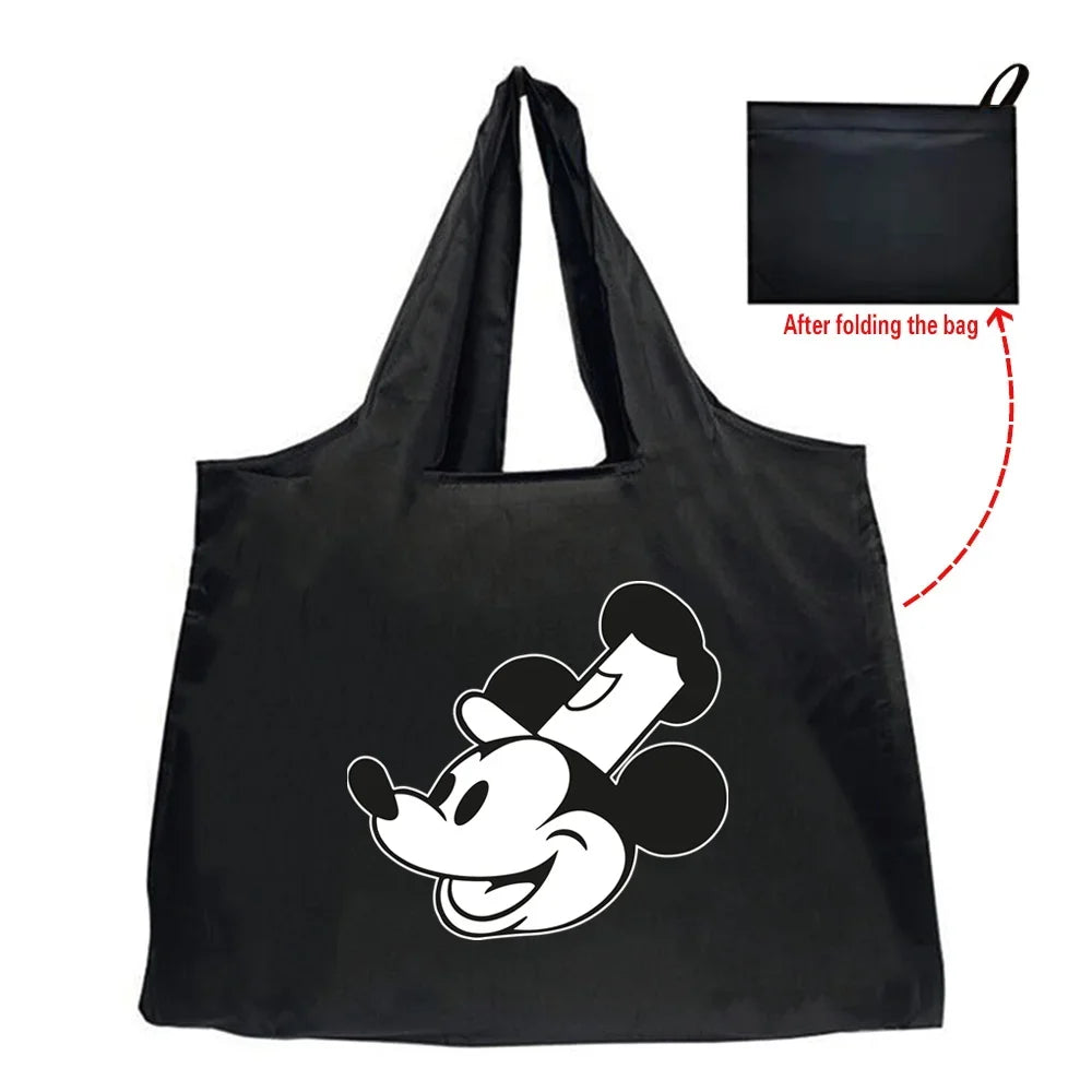 Tote Bag Eco-Friendly Folding Shopping Bag Reusable Portable Shoulder Handbag for Travel Grocery Fashion Mickey Mouse Series
