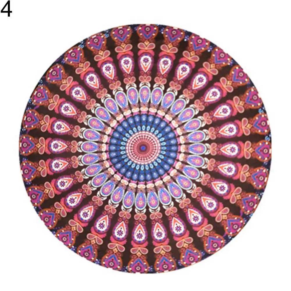 Large Aldult Beach Towel Vintage Round Chiffon Anti-sunlight Shawl Beach Towel Outdoor Yoga Picnic Mat - P12 Hub Europe