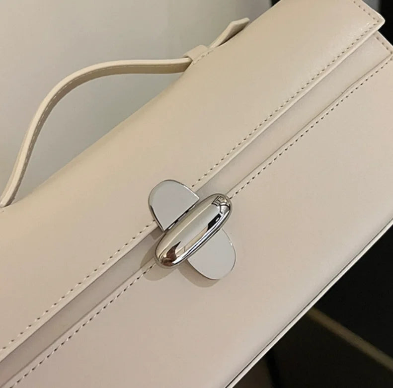 SAVETTE Brand Genuine Leather Small Square Bag Rectangular Baguette Tote Women's Simple Handbag