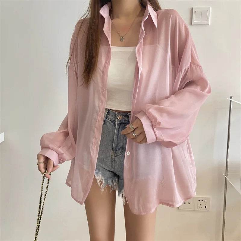 Semi Sheer Button Down Shirt - P12 Hub Europe