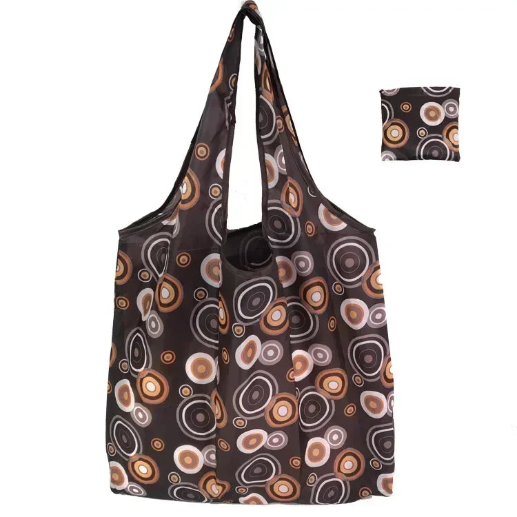 Fashion Printing Foldable Eco-Friendly Shopping Bag Tote Folding Pouch Handbags Reusable Large-capacity for Travel Grocery Bag