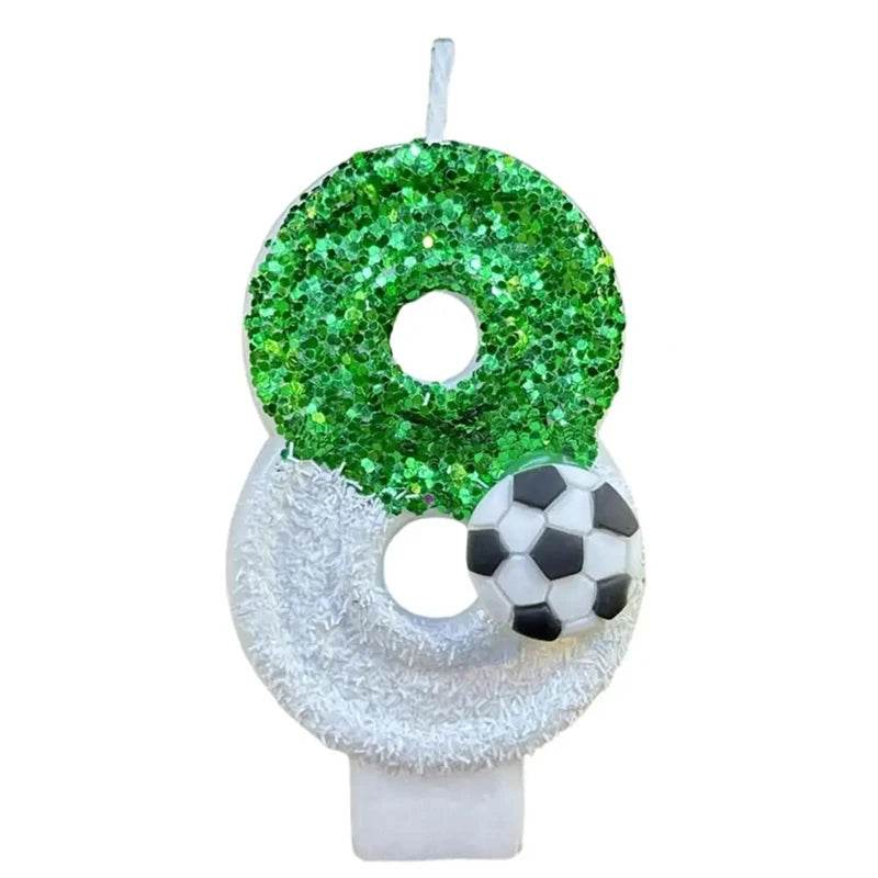 Football Children's Birthday Candles Number 0-9 Green Sparkles Birthday Creative Soccer Candle for Boy Party Cake Top Decoration - P12 Hub Europe