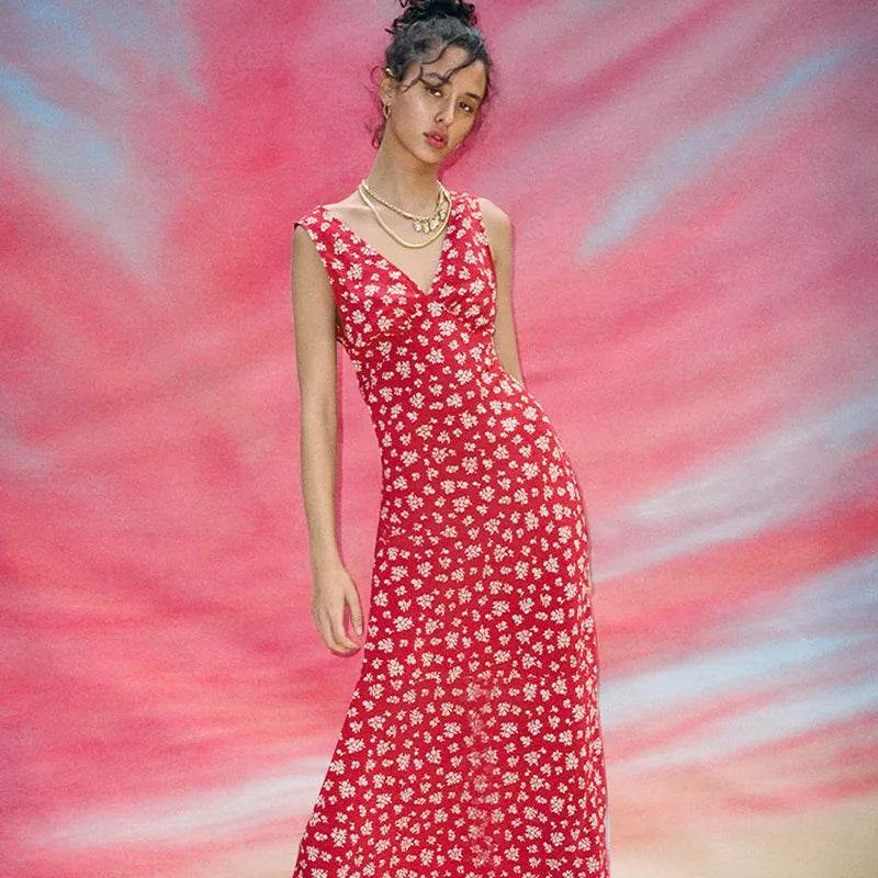 2025 French Retro Floral Summer Dress - Beach Skirt - P12 Hub Europe