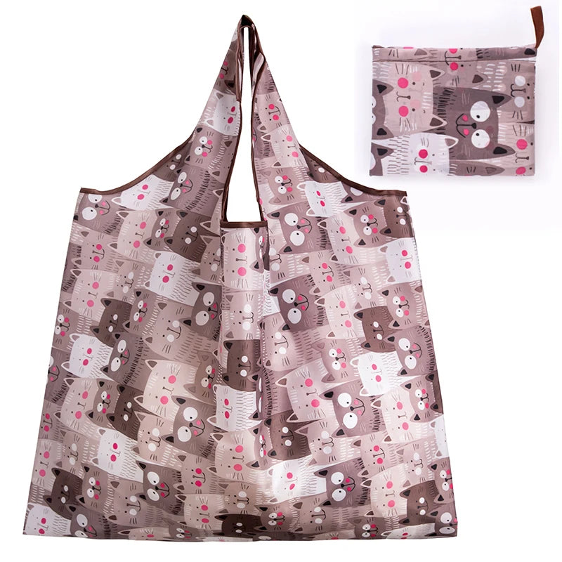 Big Size Thick Nylon Large Tote ECO Reusable Polyester Portable Shoulder Women's Handbags Folding Pouch Shopping Bag Foldable