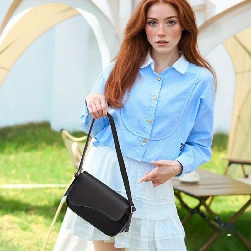 Temperament casual women's bag versatile simple baguette bag classic fashion small square bag retro exquisite women's shoulder