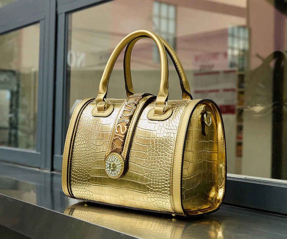 VM FASHION KISS NEW Rendering Boston Handbag Classic Style Crossbody Bag Elegant Women's Shoulder Bag Leather Satchel Purse