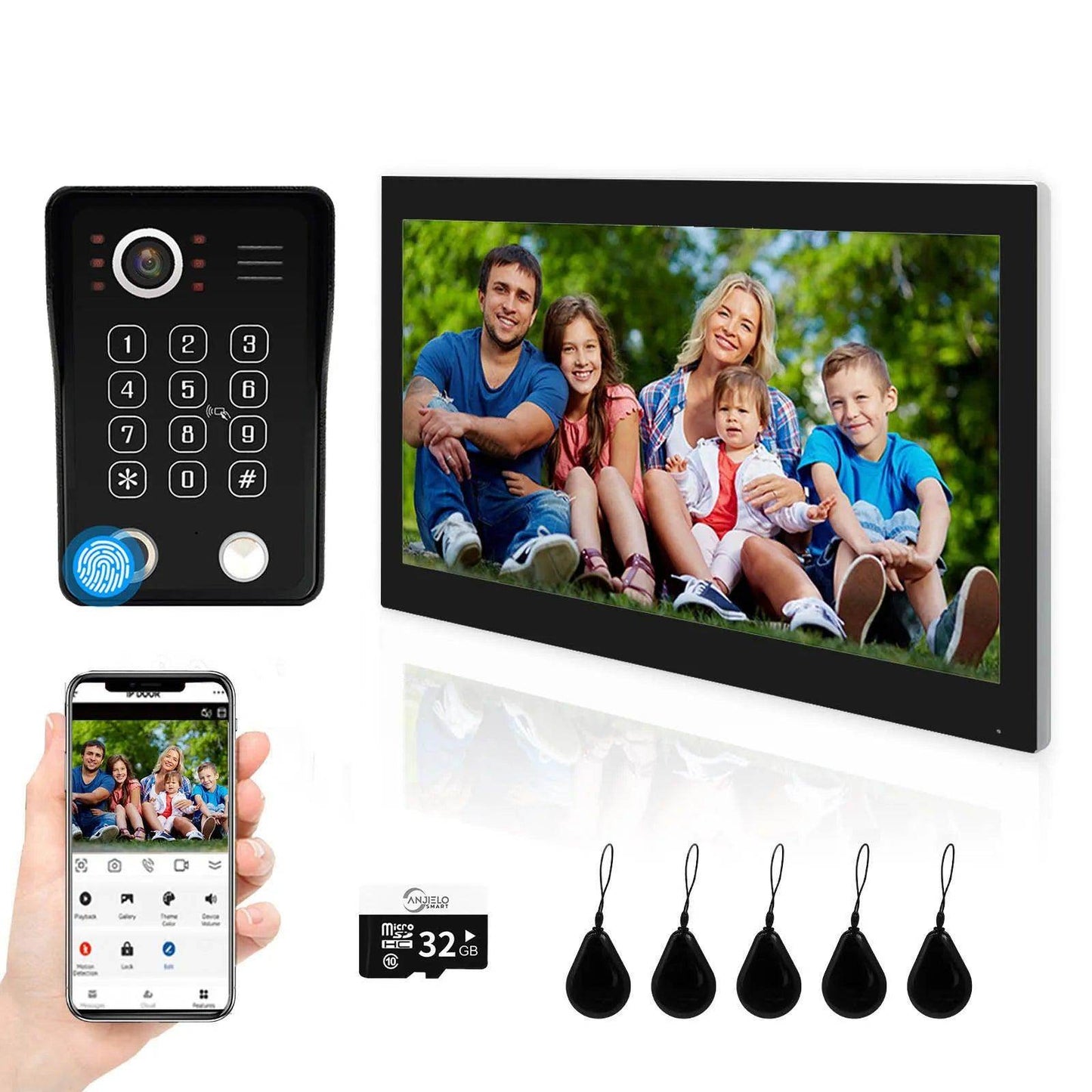 Intercom 1080P Fingerprint | 148° View, 5-in-1 Unlock - P12 Hub Europe