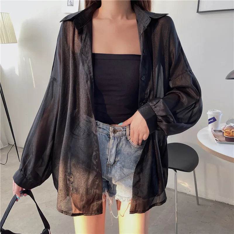 Semi Sheer Button Down Shirt - P12 Hub Europe