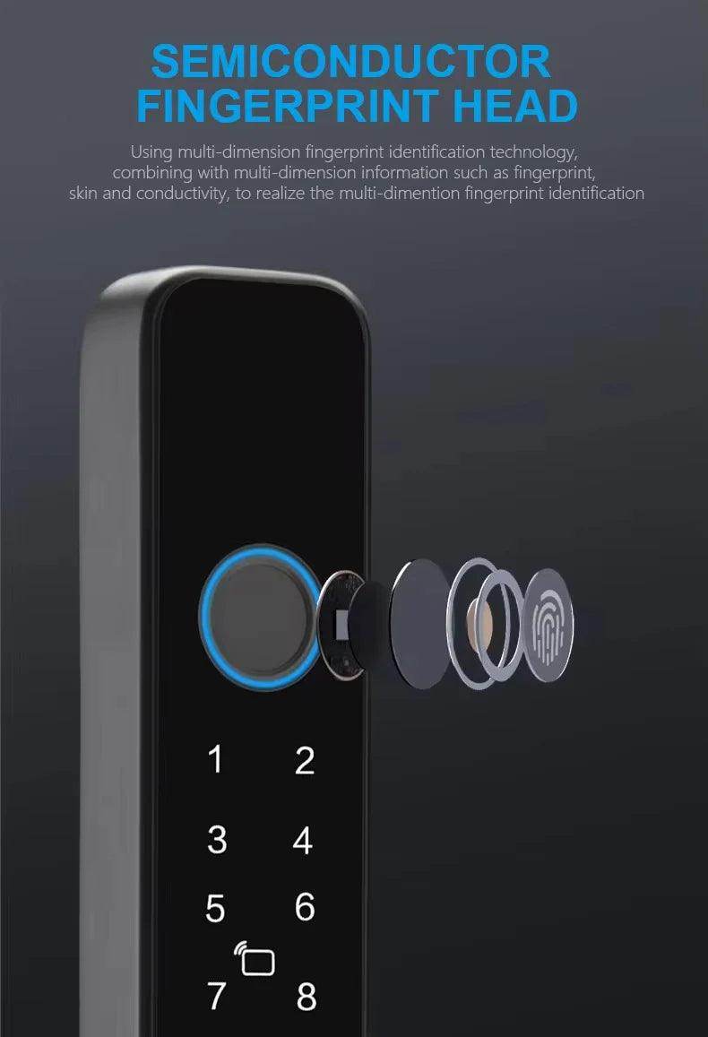 WiFi Sliding Door Lock | IP66, Fingerprint, Card, Code, Glass/Aluminum - P12 Hub Europe