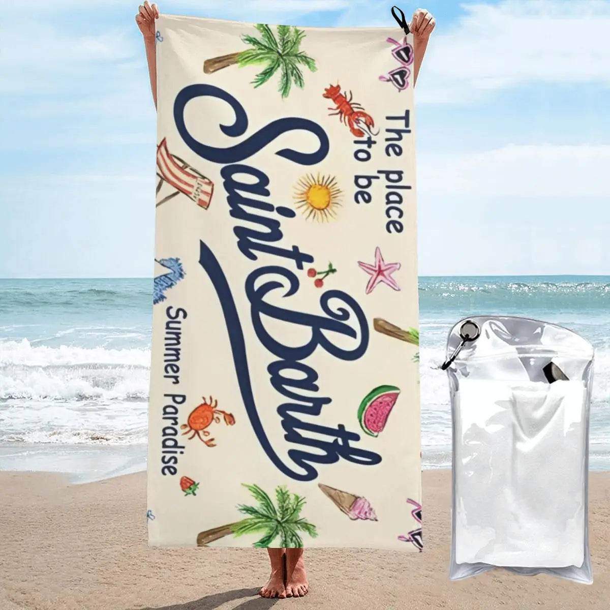 Microfiber Bath Towel S-Saint B-Barth Print Quick Dry Sandless Beach Blanket Soft Comfortable for Men Women Camping Pool Towel - P12 Hub Europe